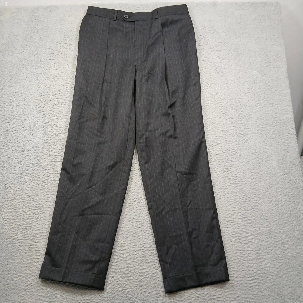 Calvin Klein Suit 40R Gray Pinstripe 2-Button Wool Cashmere Blend Made in Canada
